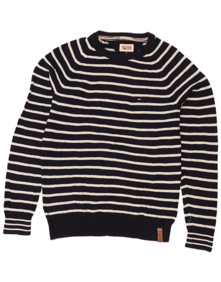 Pulover pentru bărbați Tommy Hilfiger, cu gât crew, în dungi, albastru bleumarin mediu