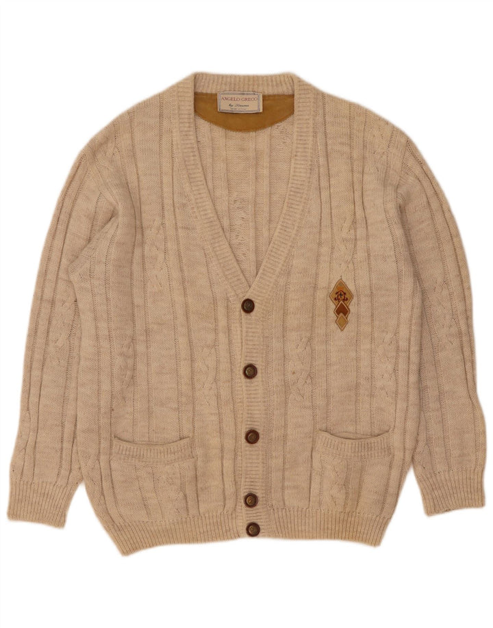 Pulover cardigan pentru bărbați Angelo Greco IT 48 Medium Beige Lână de alpaca