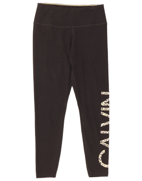 Calvin Klein Leggings pentru damă cu grafică UK 8, bumbac negru mic