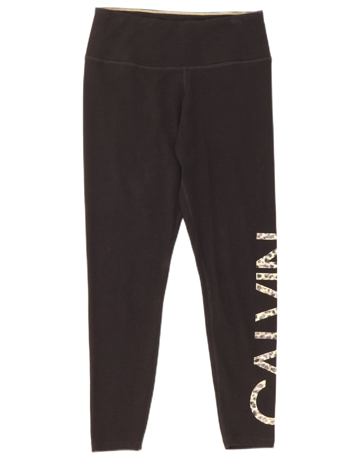Calvin Klein Leggings pentru damă cu grafică UK 8, bumbac negru mic