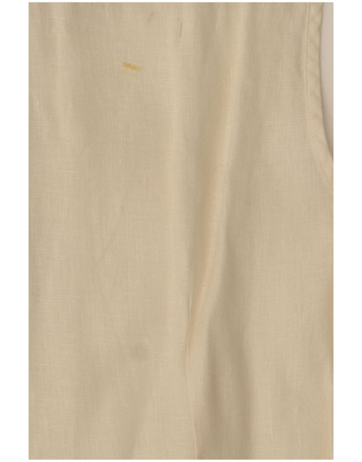 DAKS Womens Sleeveless Shirt UK 12 Medium Off White