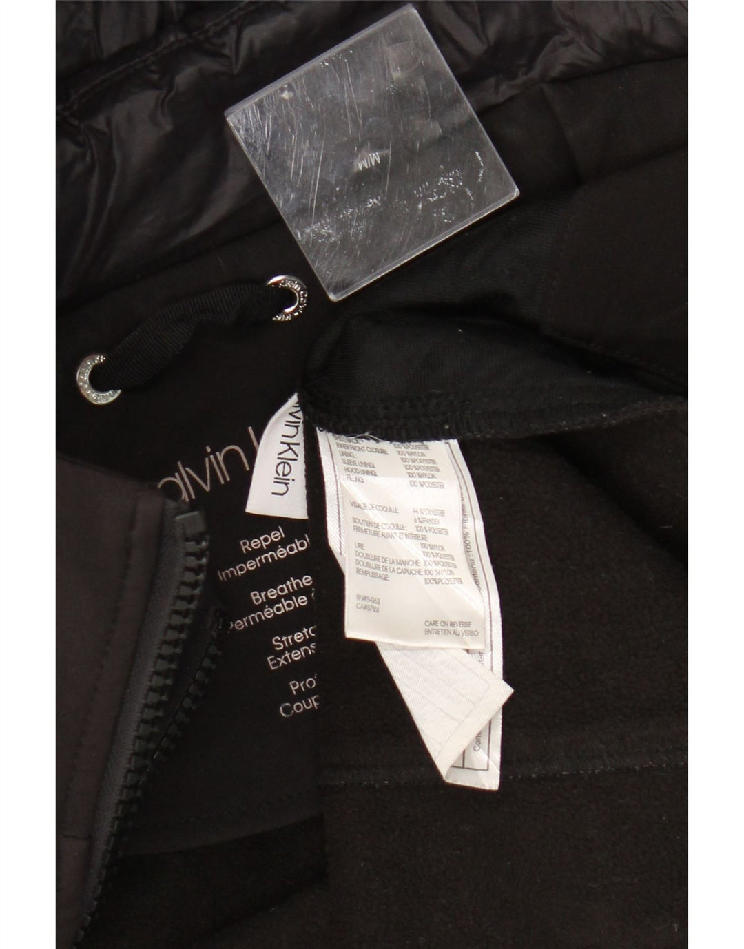 CALVIN KLEIN Jachetă Windbreaker cu glugă pentru femei UK 14 Poliester mediu negru