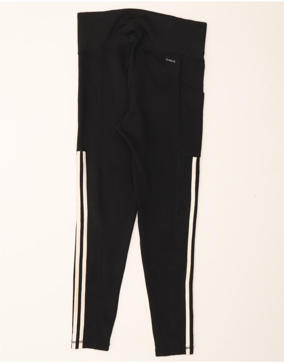 ADIDAS Womens Climalite Leggings UK 12/14 Medium  Black Striped Polyester Vintage Adidas and Second-Hand Adidas from Messina Hembry 