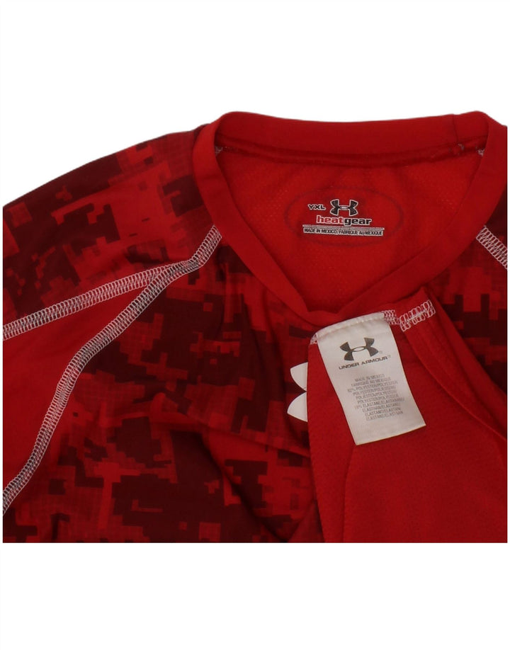 UNDER ARMOUR Băieți Heat Gear Top grafic cu mânecă lungă 13-14 ani XL Roșu