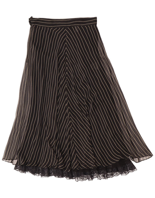 Alberta Ferretti Fusta A-Line pentru femei UK 12 Medium W28 Mătase cu dungi negre