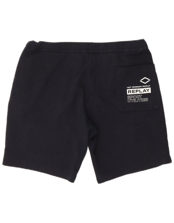 Pantaloni scurți sport grafic pentru bărbați Replay, XL, bumbac bleumarin