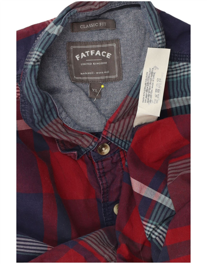 Cămașă pentru bărbați Fat Face Classic Fit XL, bumbac roșu cu carouri