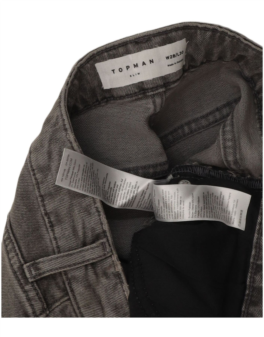 Blugi slim pentru bărbați Topman W28 L30 bumbac gri