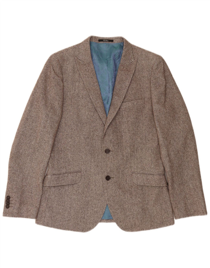 TED BAKER Mens 2 Button Blazer Jacket UK 38 Medium Grey Lurex