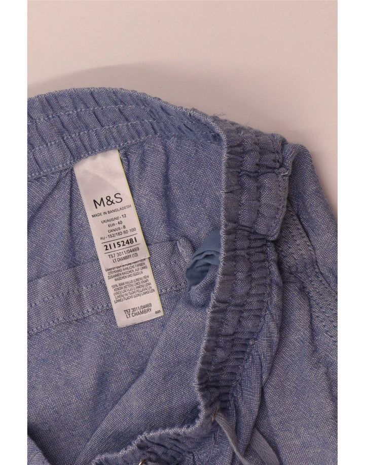 Marks & Spencer Pantaloni scurți casual pentru femei UK 12 Medium W30 Blue Linen