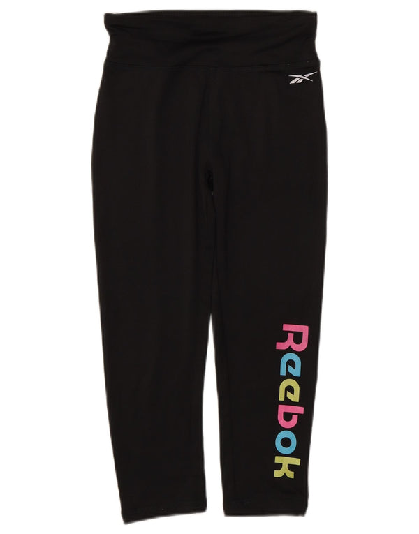 Leggings Reebok pentru fete Capri Graphic 10-11 ani poliester negru