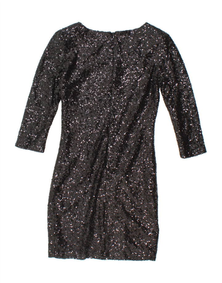 USCO Womens 3/4 Sleeve Sequin Sheath Dress UK 10 Small Black Vintage Usco and Second-Hand Usco from Messina Hembry 