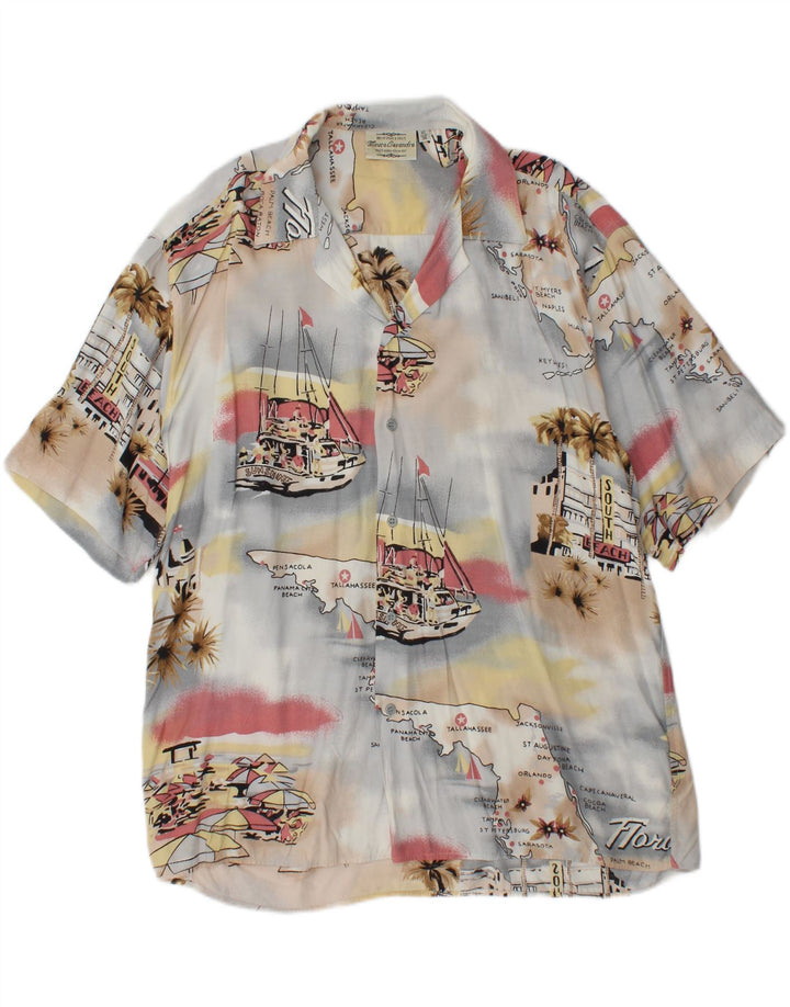MAURO GESANDRO Cămașă cu mânecă scurtă pentru bărbați cu model abstract, XL, multicoloră