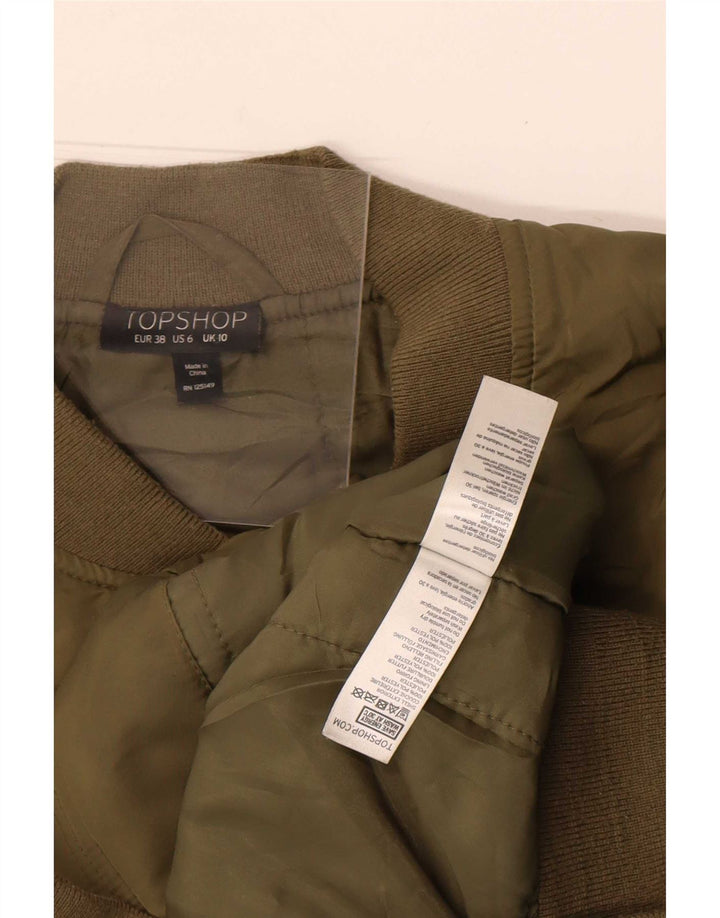 Topshop Bomber Jacket pentru femei UK 10 Small Kaki Poliester