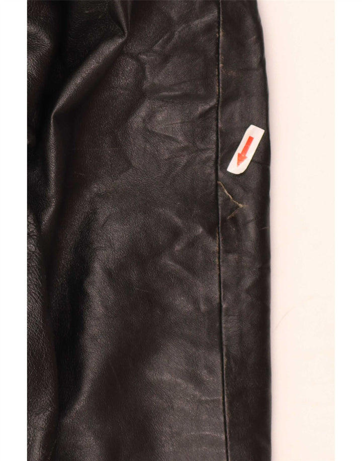 Jachetă de piele supradimensionată pentru femei cu glugă de epocă IT 44 Medium Black