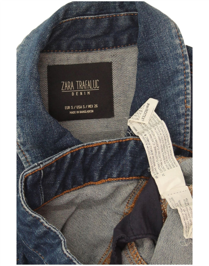 Jachetă de denim scurtă pentru femei Zara UK 10 mic, albastru, bumbac