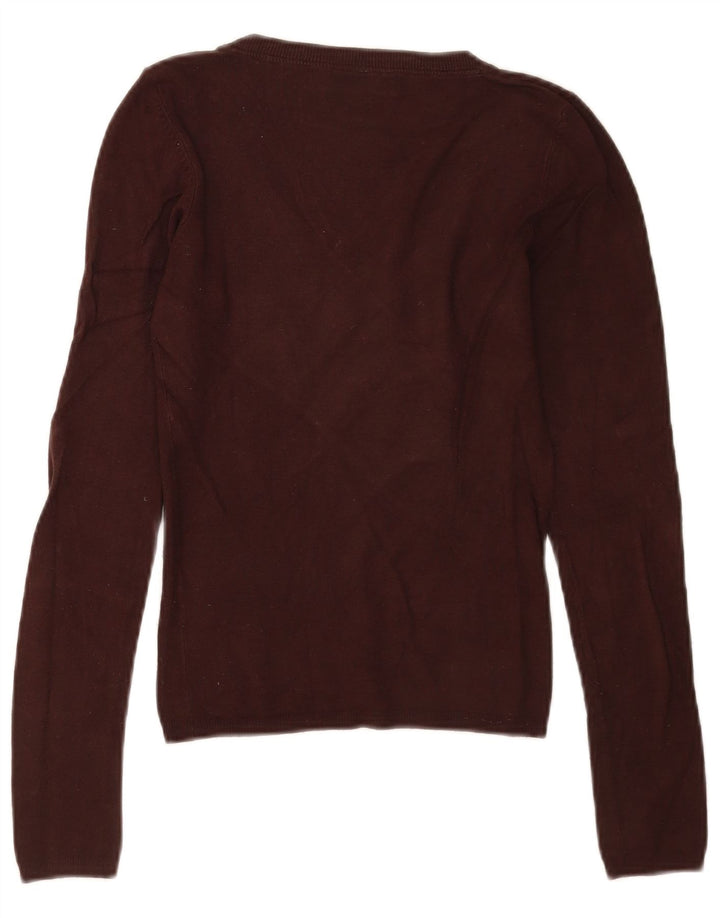Pulover cu decolteu în V Zara pentru femei UK 10 Mic, maro, raion