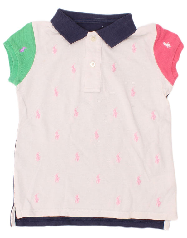 Tricou cu grafic Rugby Polo Ralph Lauren pentru fete 7-8 ani, alb, color block