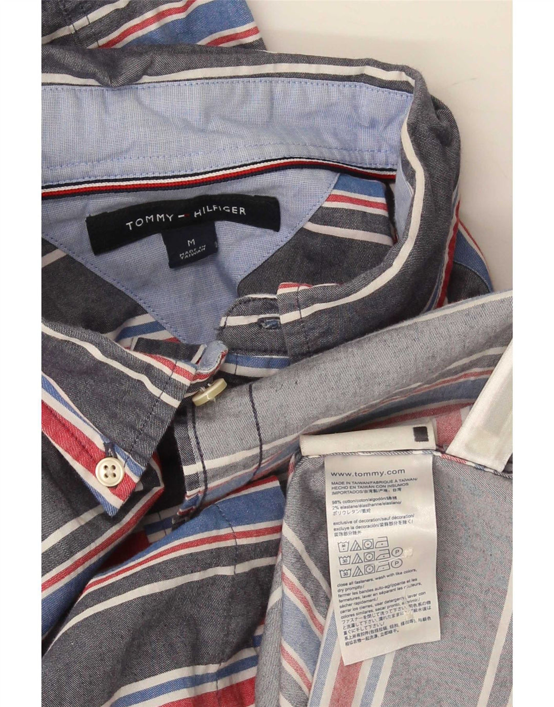 Cămașă Tommy Hilfiger pentru bărbați, bumbac cu dungi albastre medii