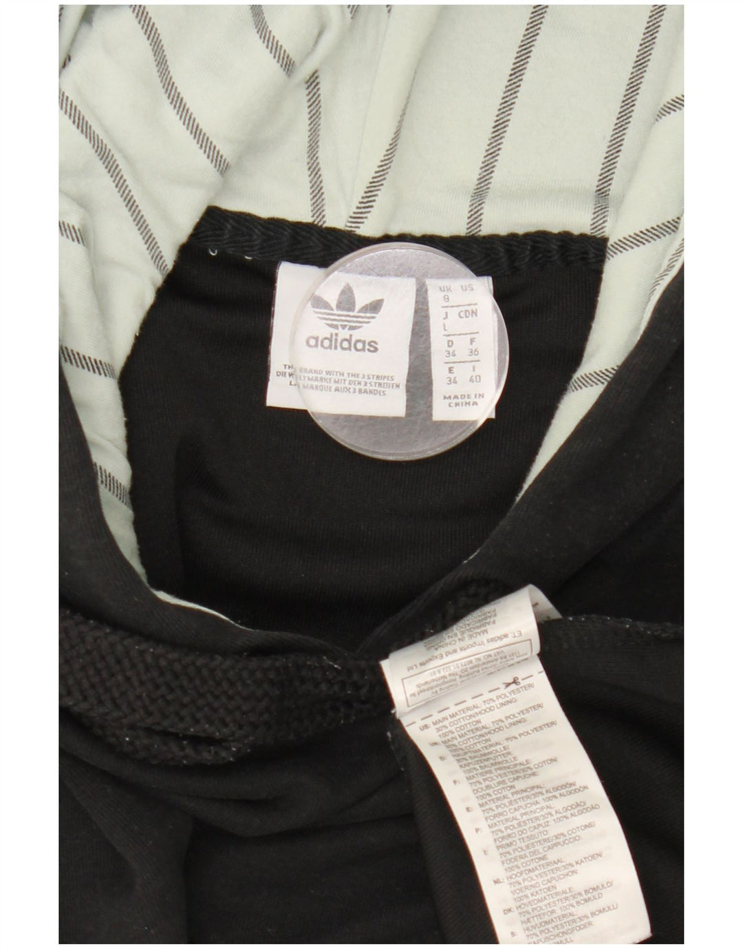 Jumper Adidas Crop Oversized Hoodie pentru femei UK 8 Small Negru Poliester