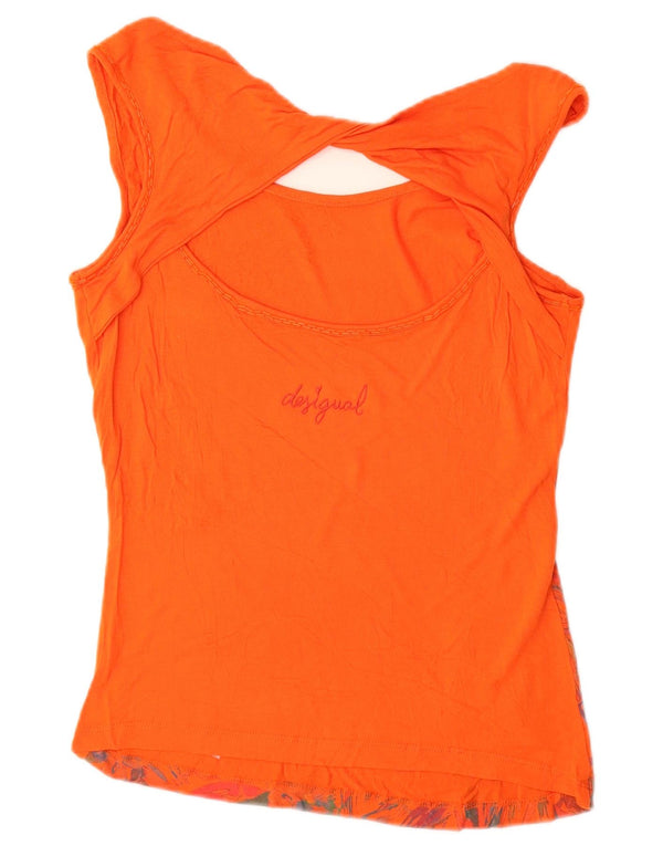Bluză fără mâneci cu grafică Desigual pentru femei UK 10 Small Orange Floral