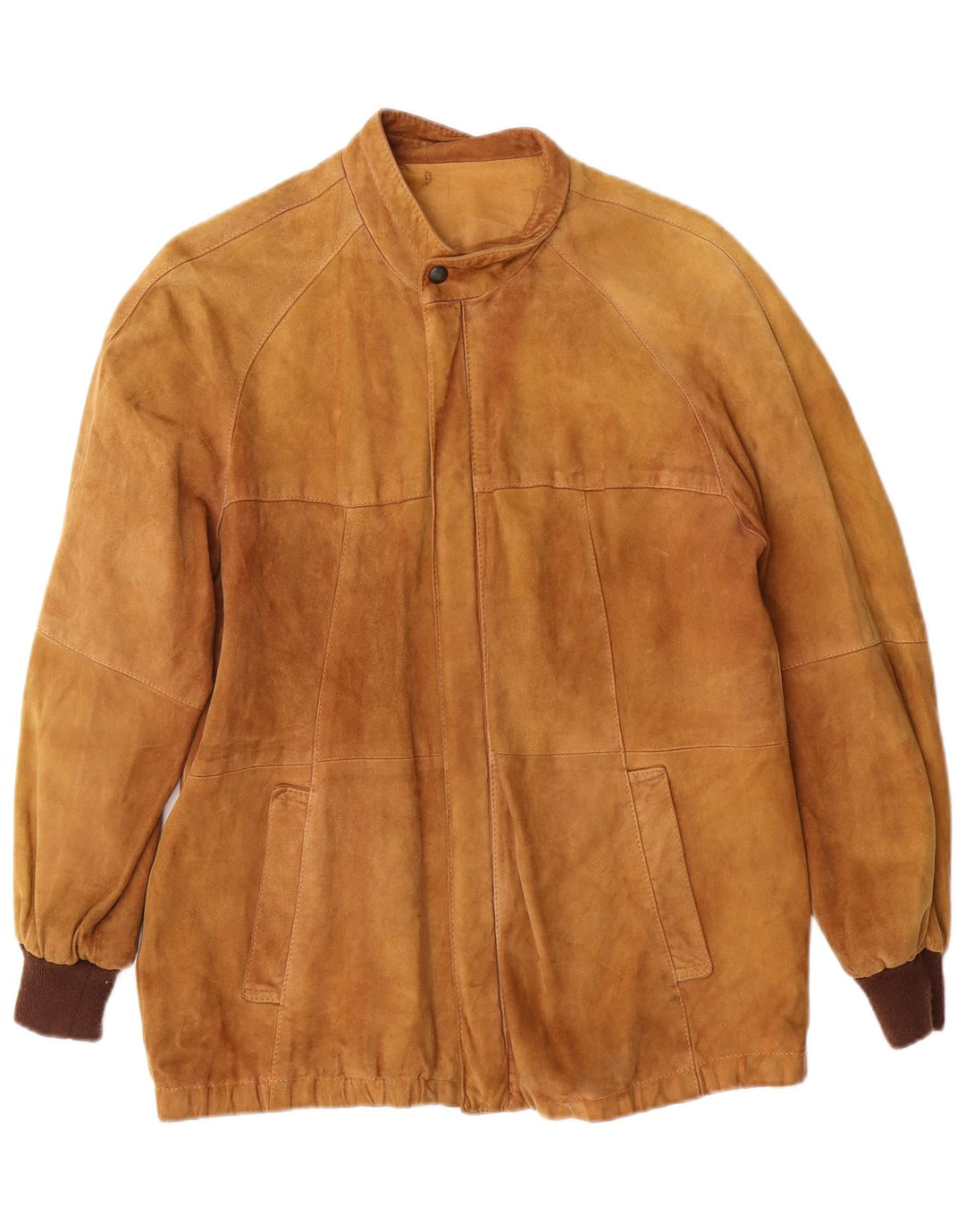 Jachetă Bomber din piele intoarsa pentru femei vintage UK 12 din piele maro medie