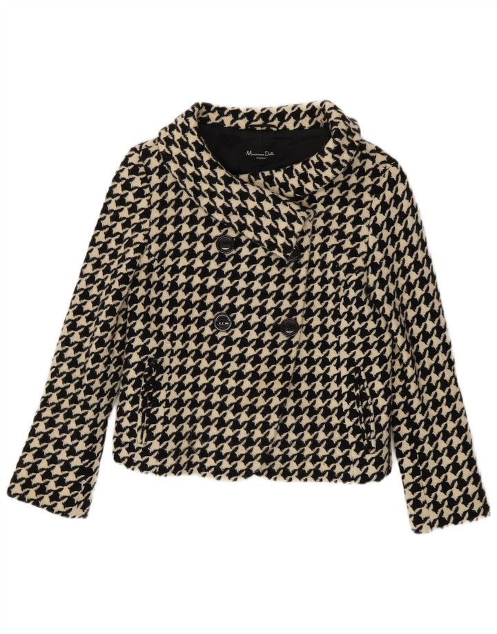 Palton scurt pentru femei Massimo Dutti UK 10 Lână cu picior de găin mic negru