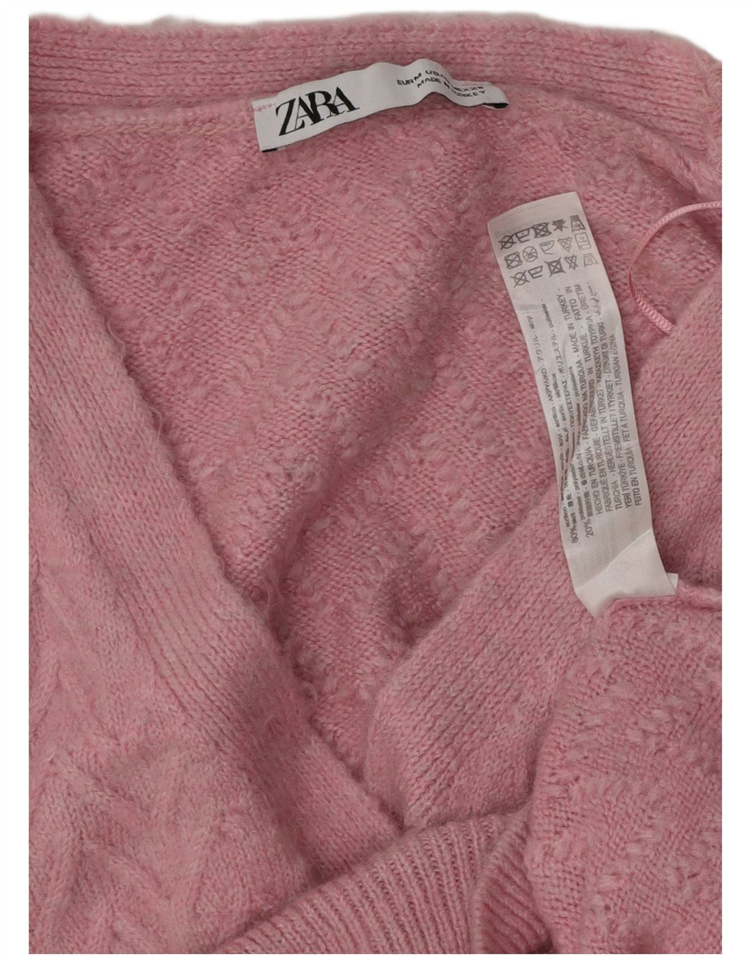 Pulover cardigan pentru femei ZARA UK 14 Medium Pink Chevron Acrylic