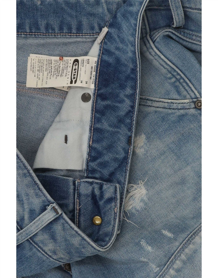 Blugi slim pentru bărbați G-Star Distressed W34 L36 Bumbac albastru