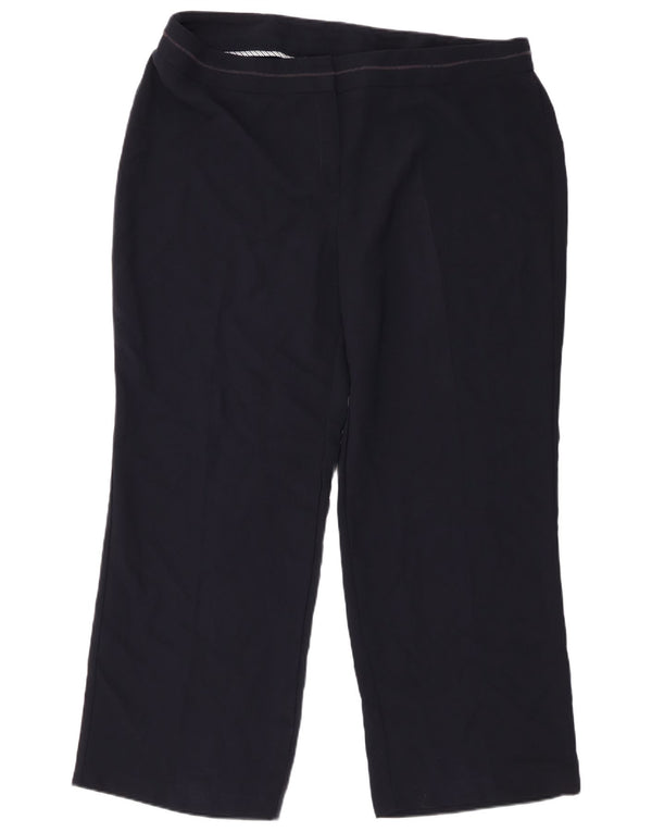 Marks & Spencer Womens Straight Casual Trousers UK 22 2XL W42 L29 Navy Blue