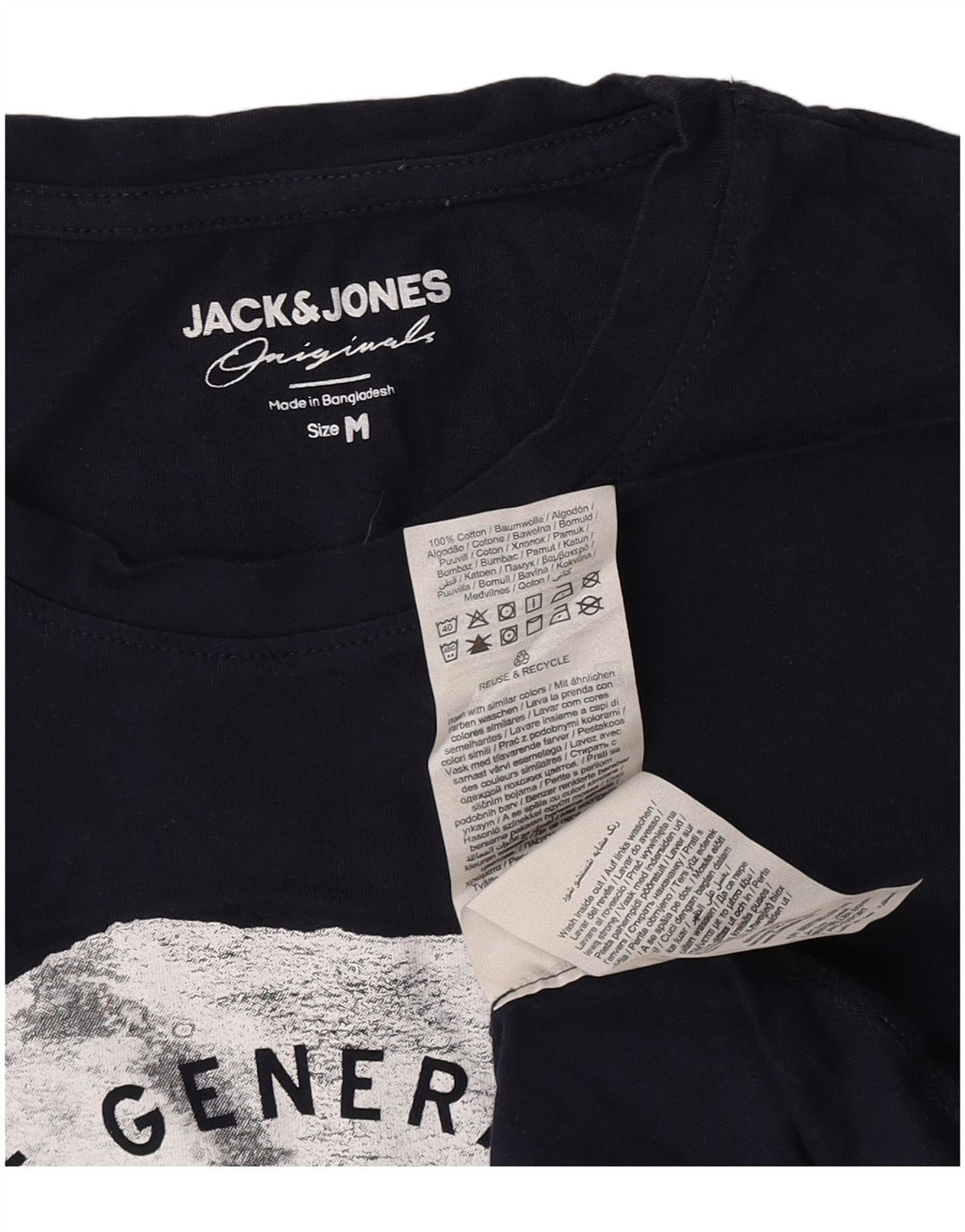 Tricou cu grafic Jack & Jones pentru bărbați Top mediu din bumbac bleumarin