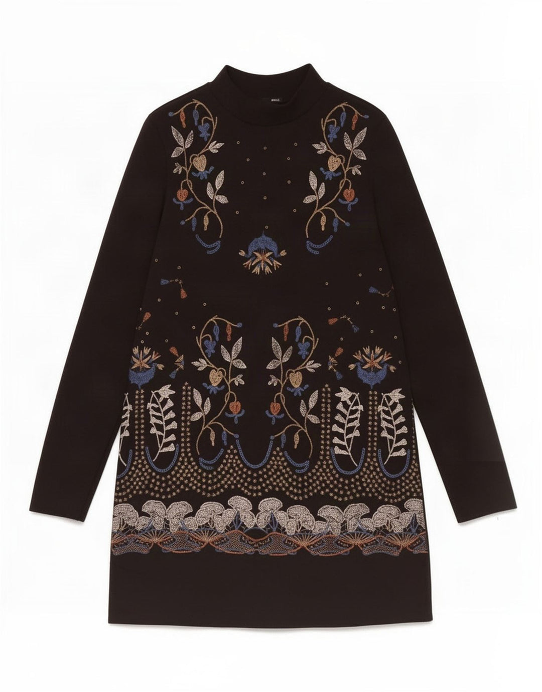 Rochie schimbătoare cu mânecă lungă pentru femei Zara UK 12 Medium Black Floral Poliester