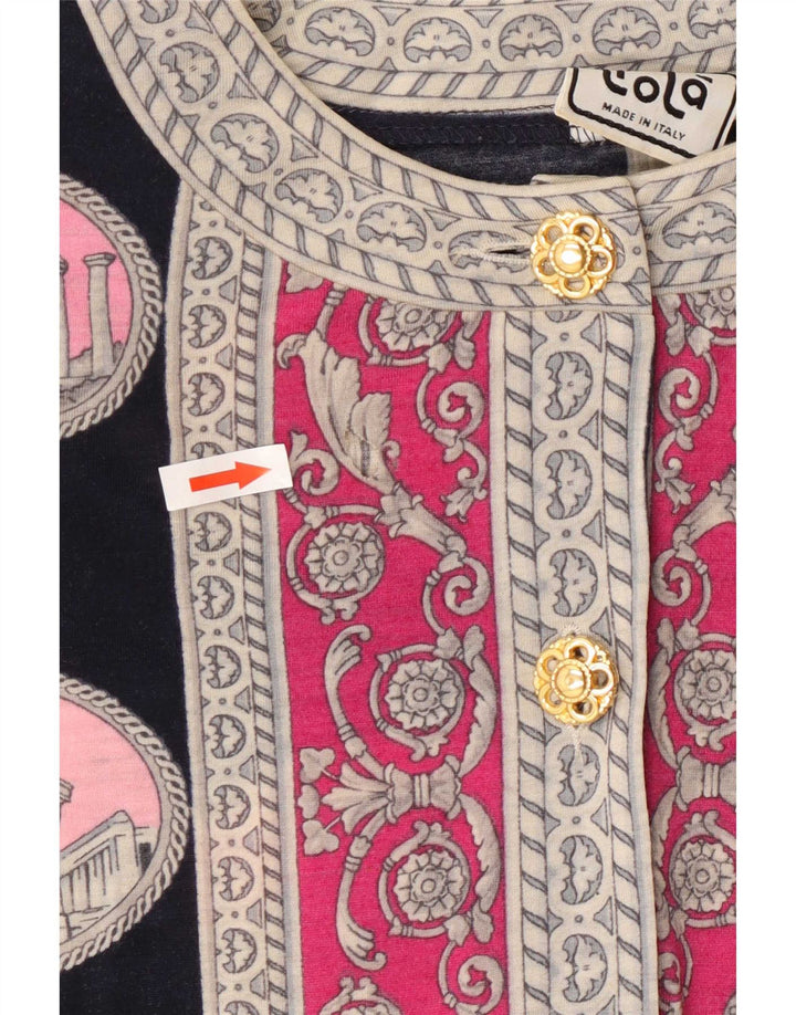 Pulover cardigan cu model abstract Liola pentru femei UK 16 Lână neagră mare