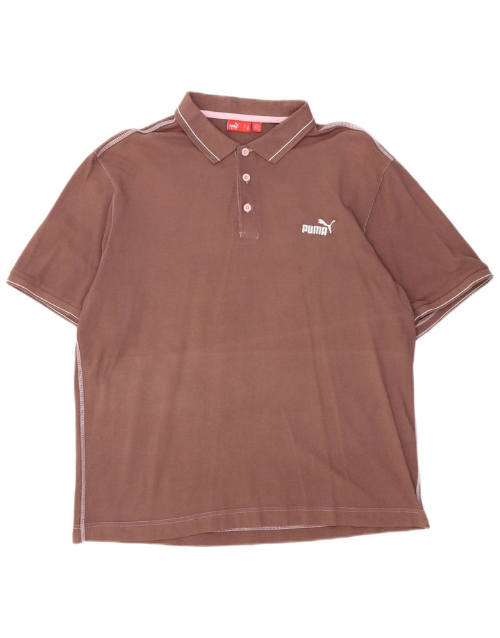 Tricou polo Puma pentru bărbați, bumbac maro mare
