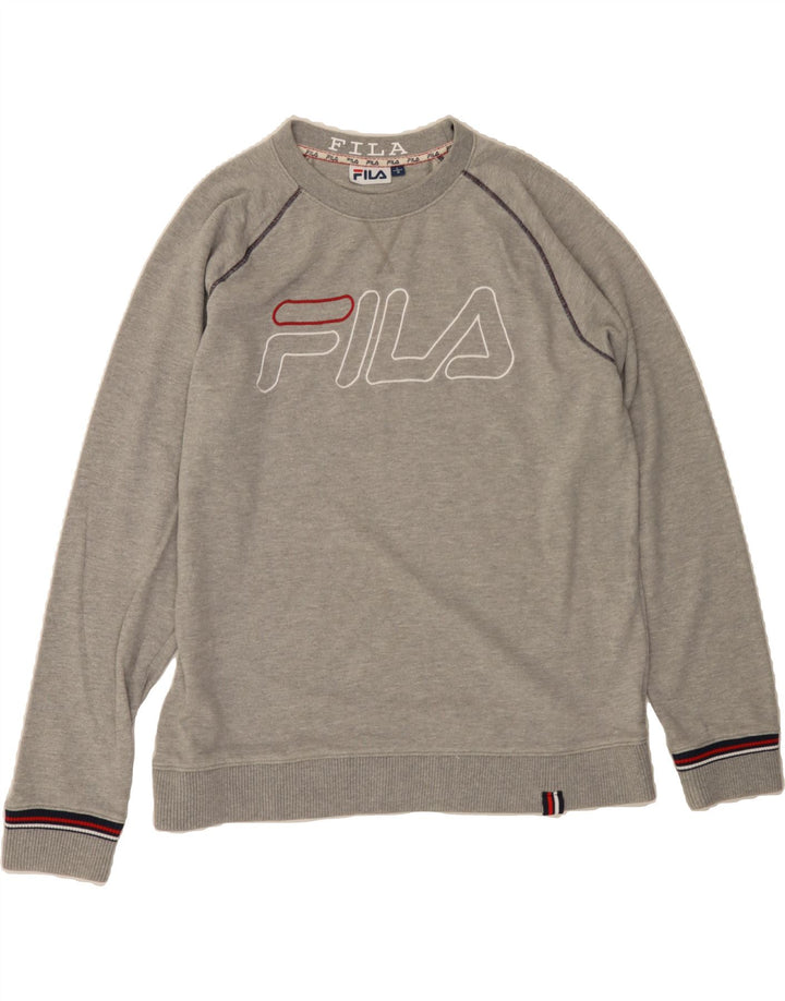 FILA Mens Graphic Sweatshirt Jumper Large Grey Cotton Vintage Fila and Second-Hand Fila from Messina Hembry 