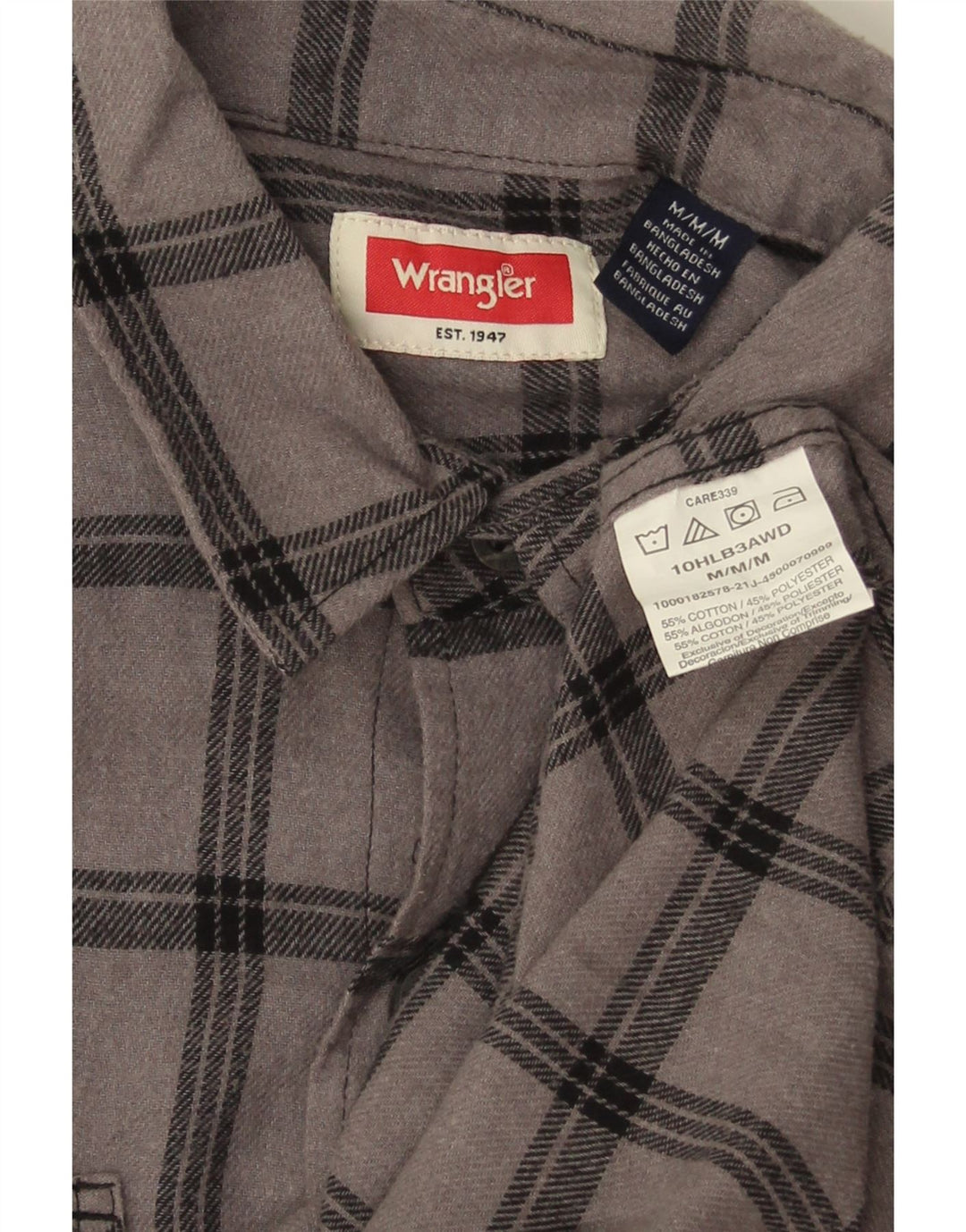 Cămașă de flanel pentru bărbați Wrangler, bumbac cu carouri, gri mediu