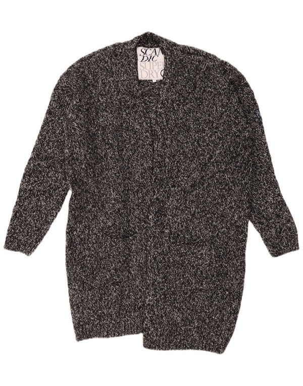 SUPERDRY Pulover cardigan cu paragate supradimensionat pentru femei UK 18 XL, gri cu pete
