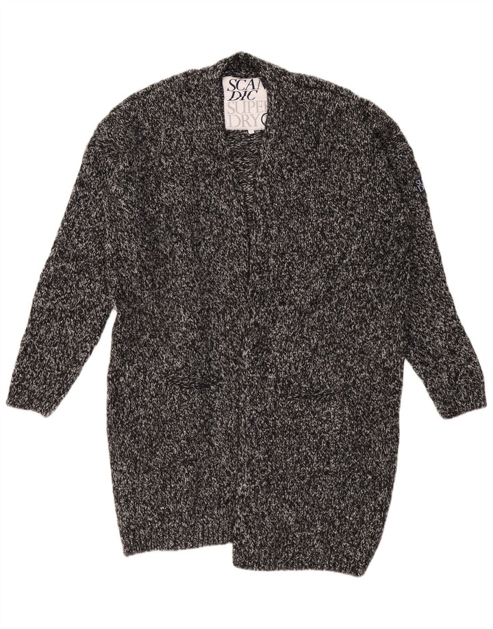 SUPERDRY Pulover cardigan cu paragate supradimensionat pentru femei UK 18 XL, gri cu pete
