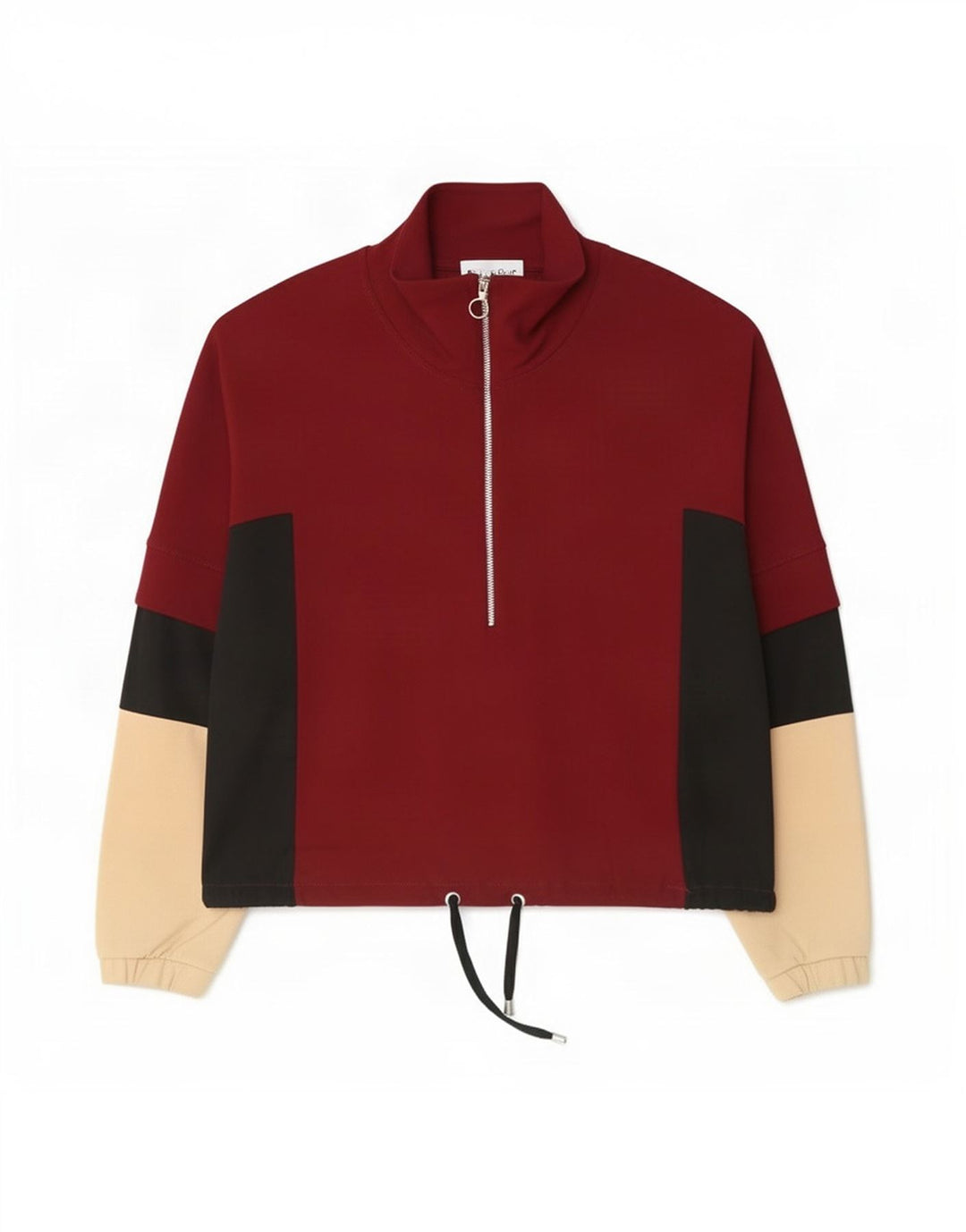 Top de trening Zara pentru femei, cu fermoar, cu gât, pulover, UK 14 Burgundy mediu
