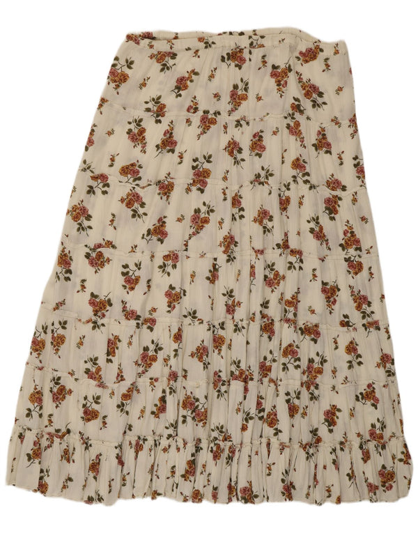 Fusta cu etaje vintage pentru femei cu talie înaltă W36 XL Alb Floral