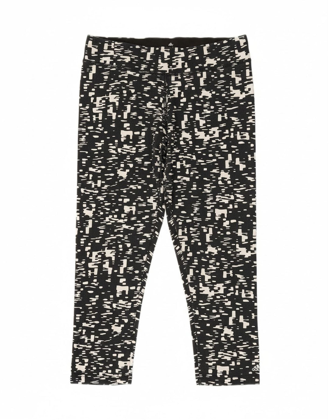 ADIDAS Womens Climalite Capri Leggings UK 12/14 Medium  Black Geometric Vintage Adidas and Second-Hand Adidas from Messina Hembry 