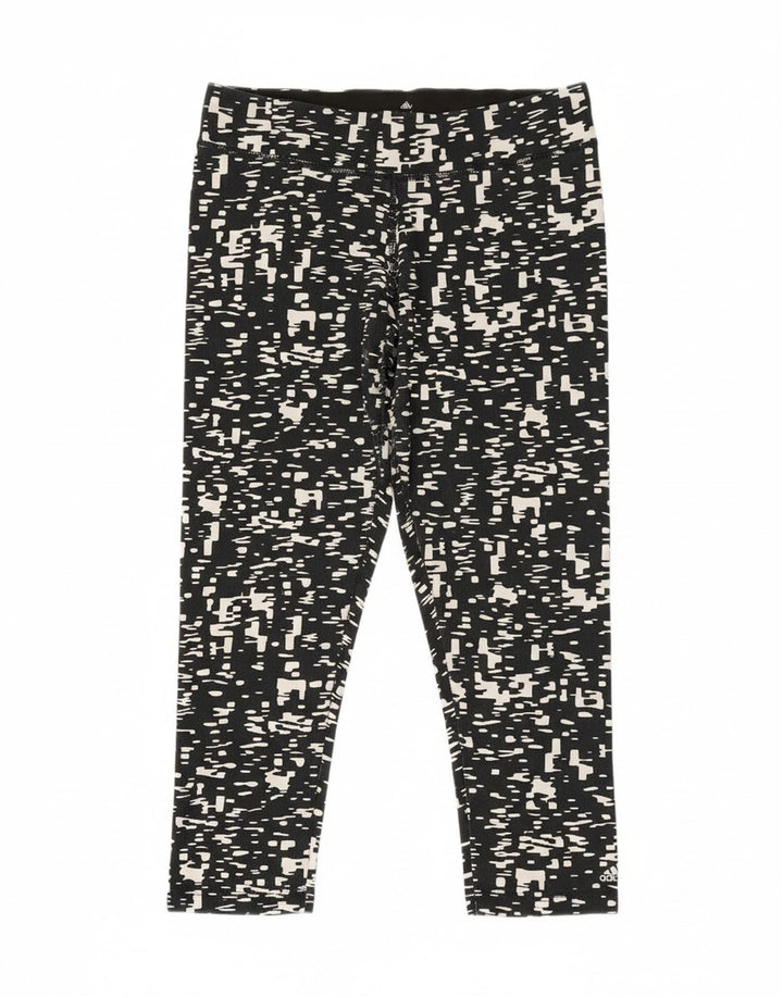ADIDAS Womens Climalite Capri Leggings UK 12/14 Medium  Black Geometric Vintage Adidas and Second-Hand Adidas from Messina Hembry 