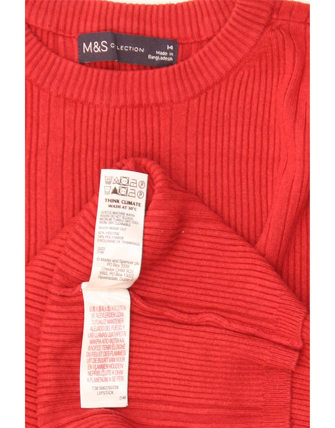 Pulover pentru femei Marks & Spencer cu decolteu rotund din viscoză roșie medie UK 14