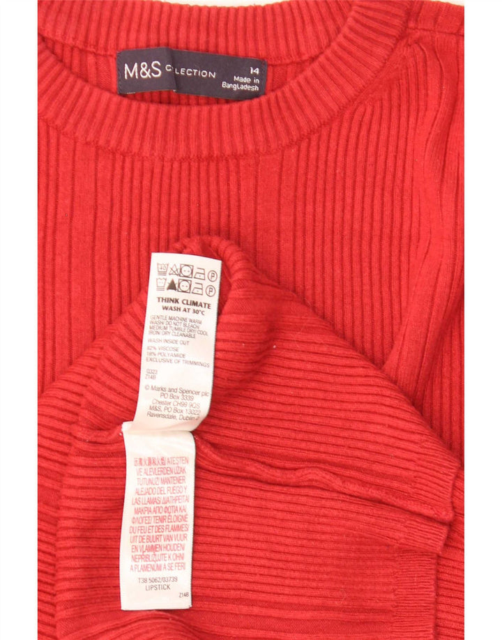 Pulover pentru femei Marks & Spencer cu decolteu rotund din viscoză roșie medie UK 14
