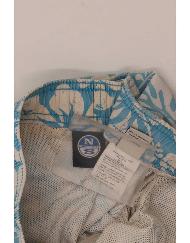 Pantaloni scurți de înot North Sails pentru bărbați, din bumbac floral, albastru mediu