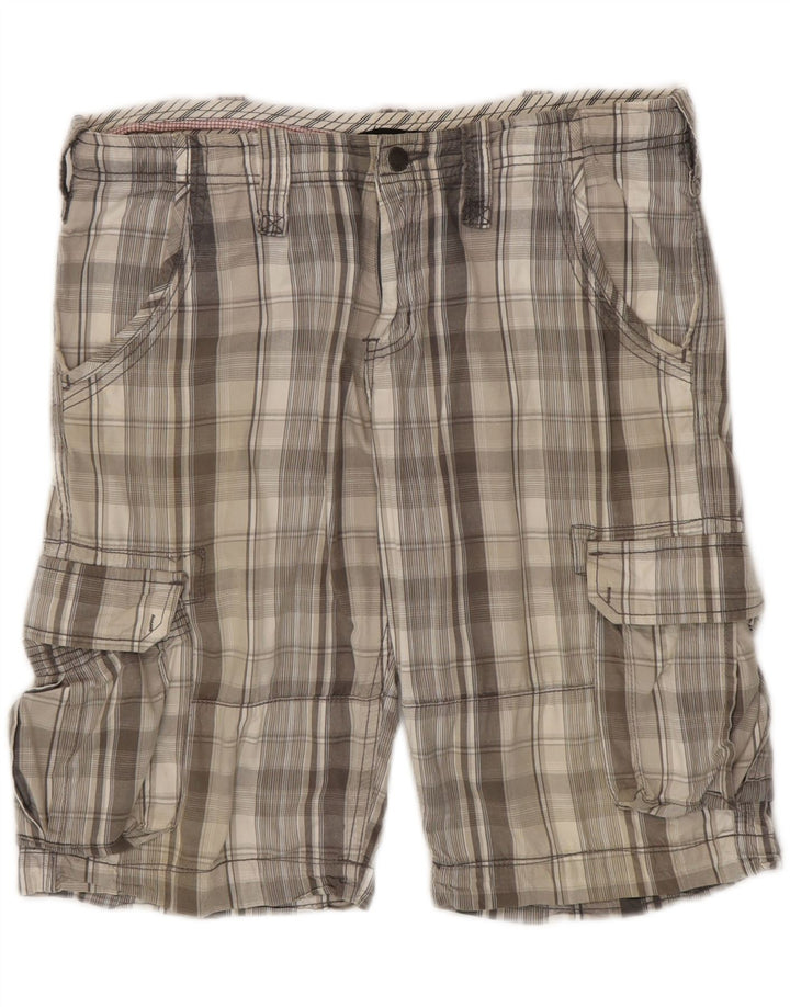 Pantaloni scurți cargo pentru bărbați Scorpion Bay W34, bumbac cu carouri, gri mari