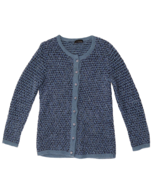 Pulover Cardigan Linea Cinque pentru femei UK 12 Medium Blue Flecked Mohair