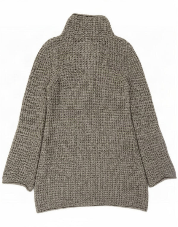 French Connection Pulover cardigan cu paragate pentru femei UK 10 Small Gri Wool