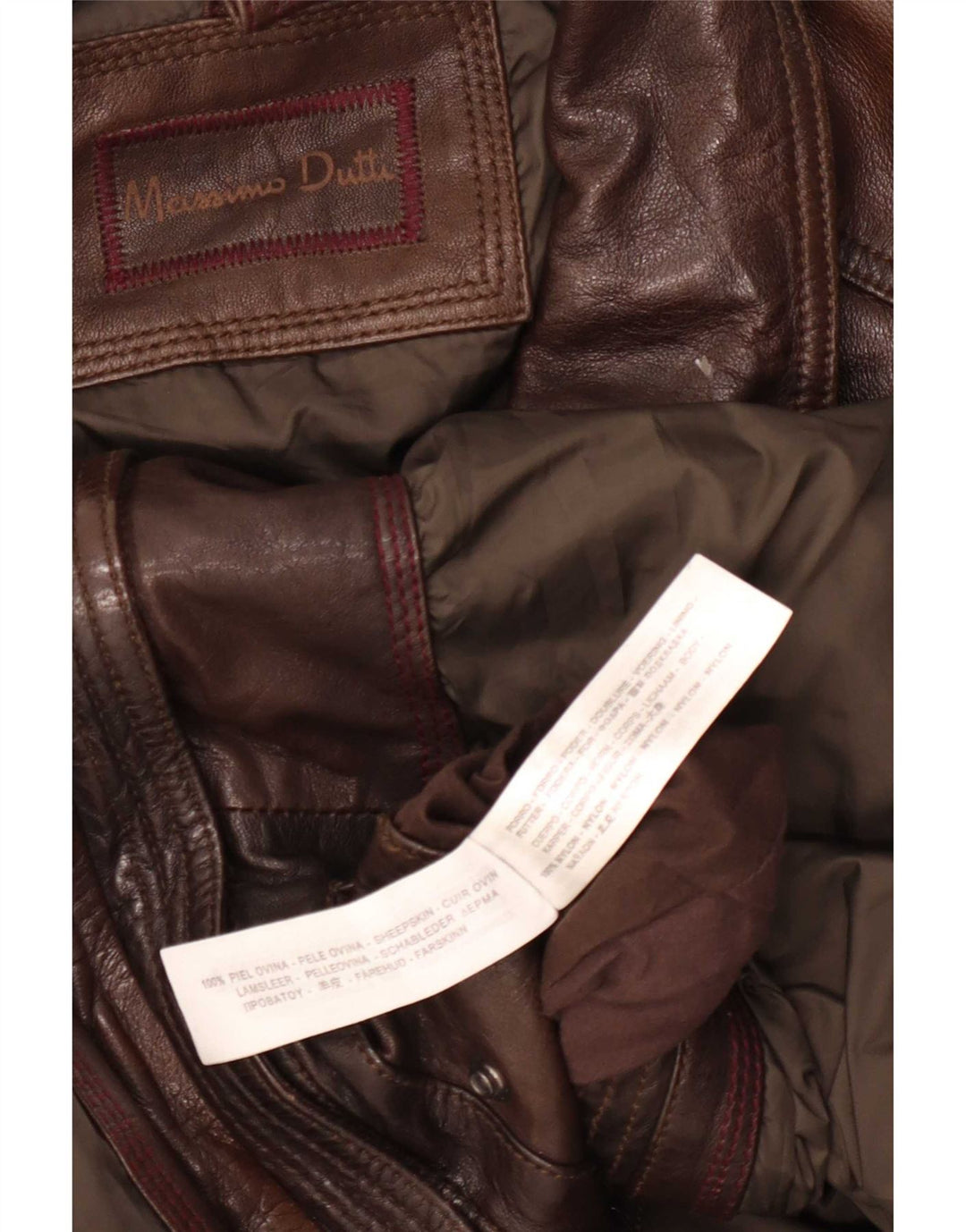 Jachetă de piele pentru bărbați Massimo Dutti UK 44 2XL maro