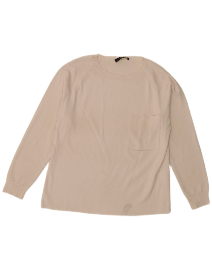Max Mara Pulover cu gât roșu pentru femei UK 14 Medium Off White